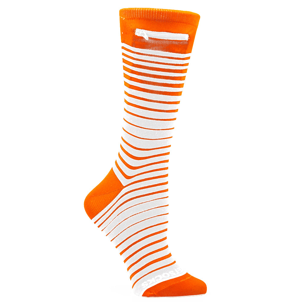 
                  
                    Orange - White, Fashion Crew Pocket Socks®
                  
                