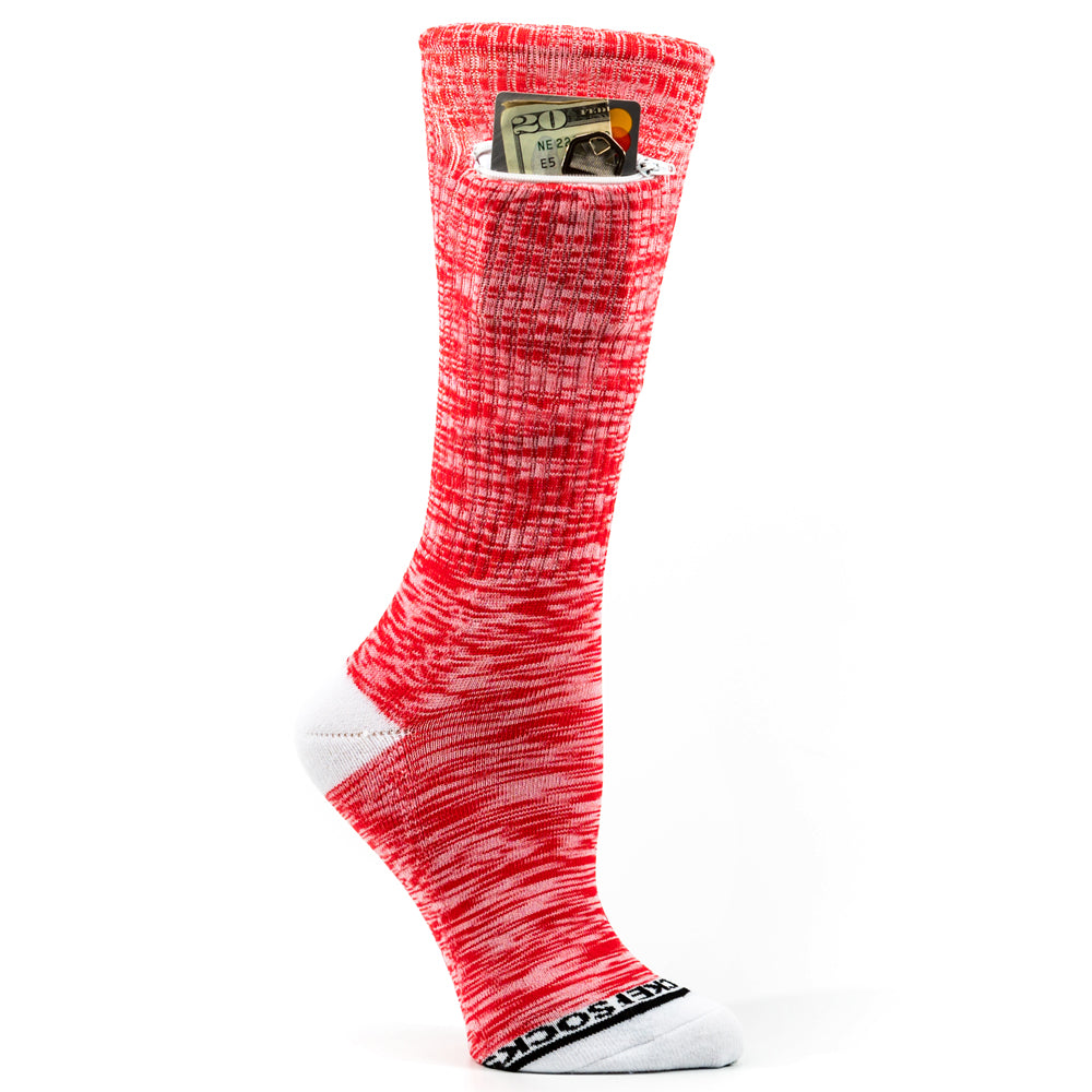 
                  
                    Red - White, Sport Crew Pocket Socks®
                  
                