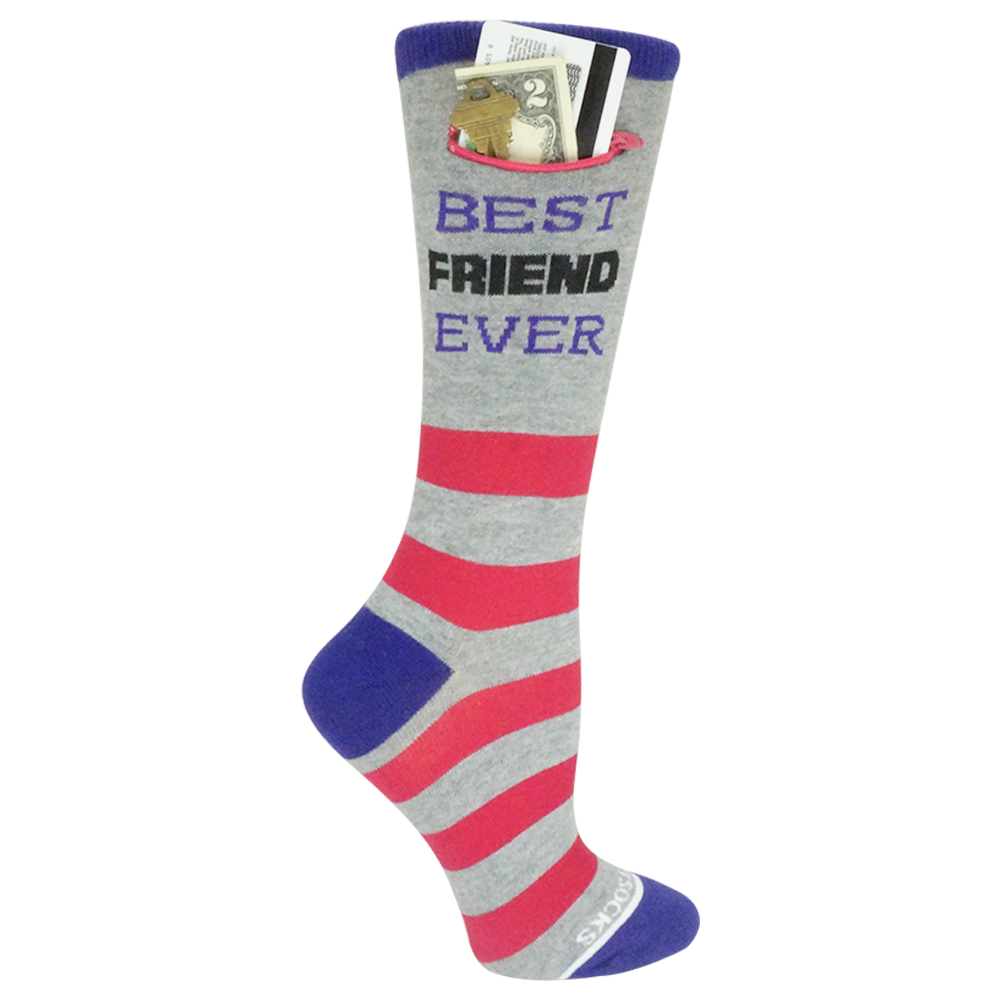 Pocket Socks® Best Friend, Rugby Stripe, Purple/Pink, Womens