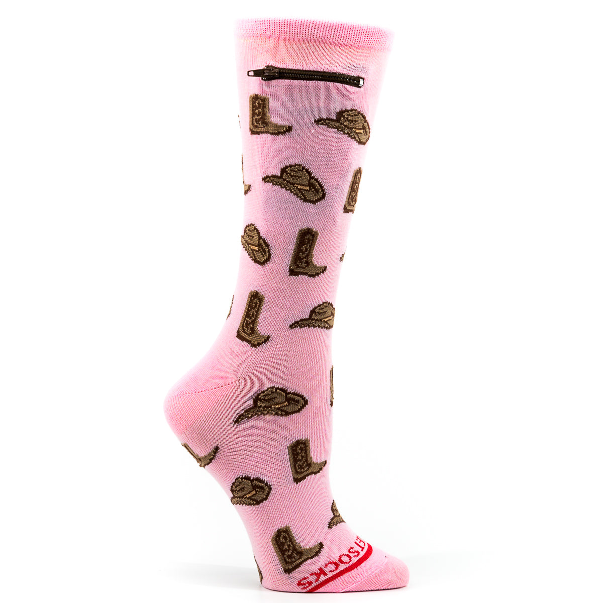 Pocket Socks® Cowboy Hats n Boots, Pink, Womens