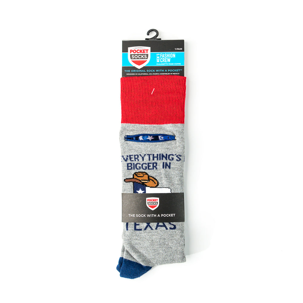 
                  
                    Pocket Socks® Everything's Bigger In Texas on Grey, Mens
                  
                