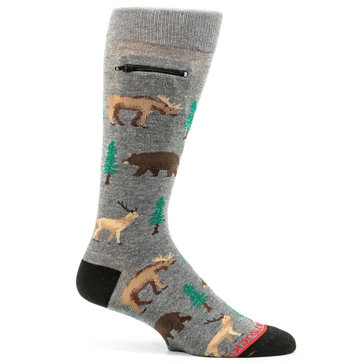
                  
                    Pocket Socks® Moose Elk and Bear on Grey, Mens
                  
                