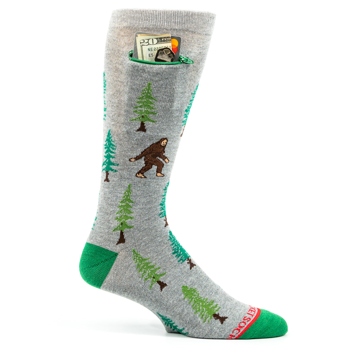 
                  
                    Pocket Socks® Sasquatch on Grey, Mens
                  
                