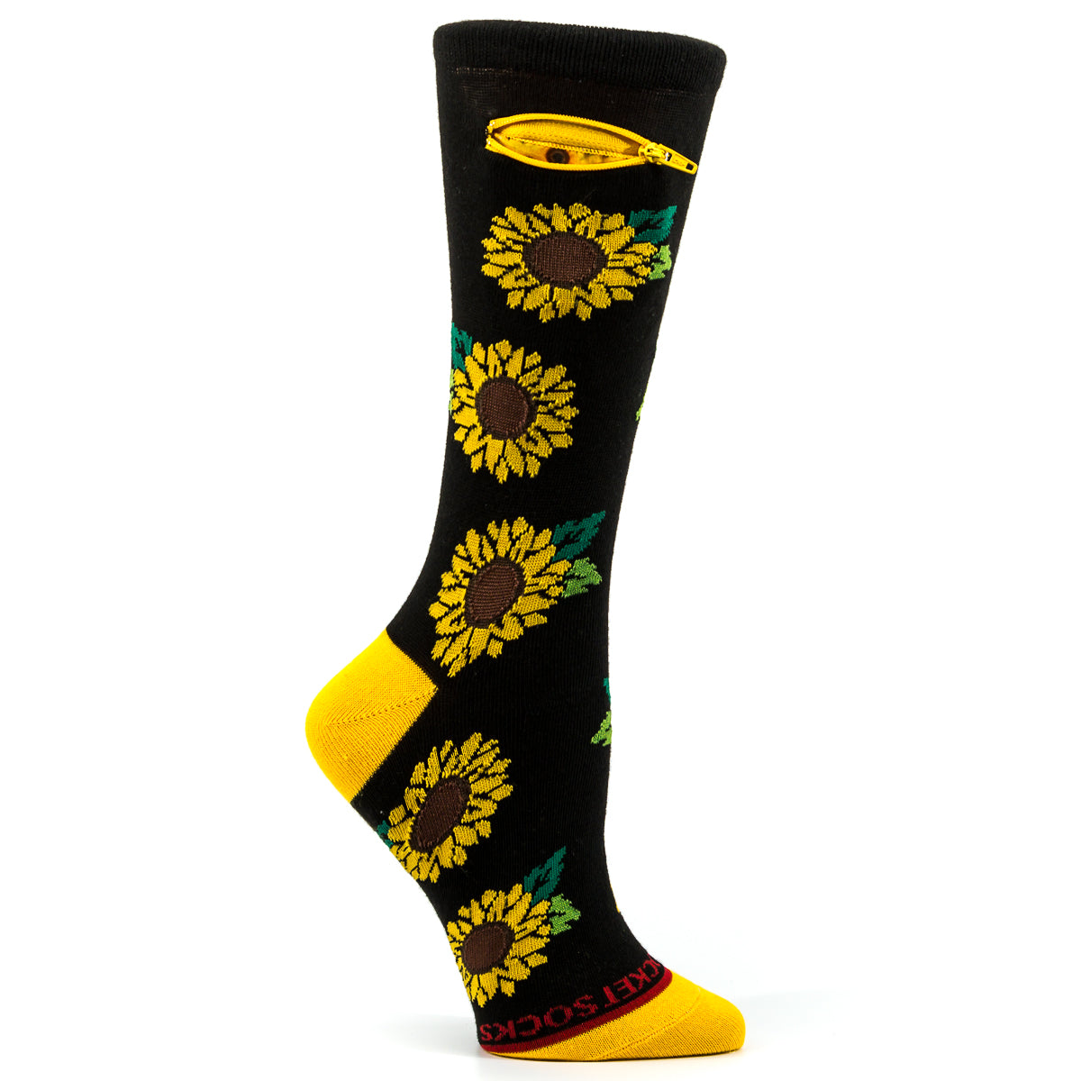 Pocket Socks® Sunflower on Black, Womens