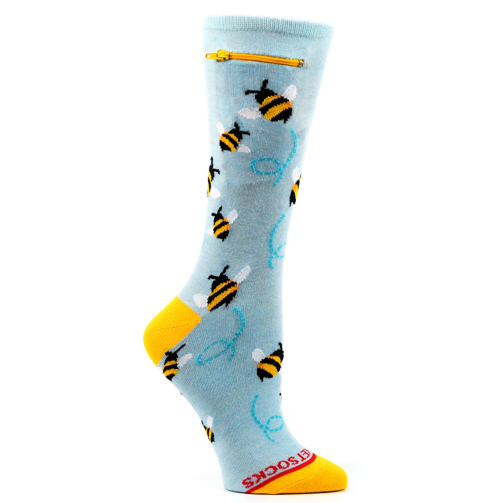 Pocket Socks® Bees on Blue, Womens