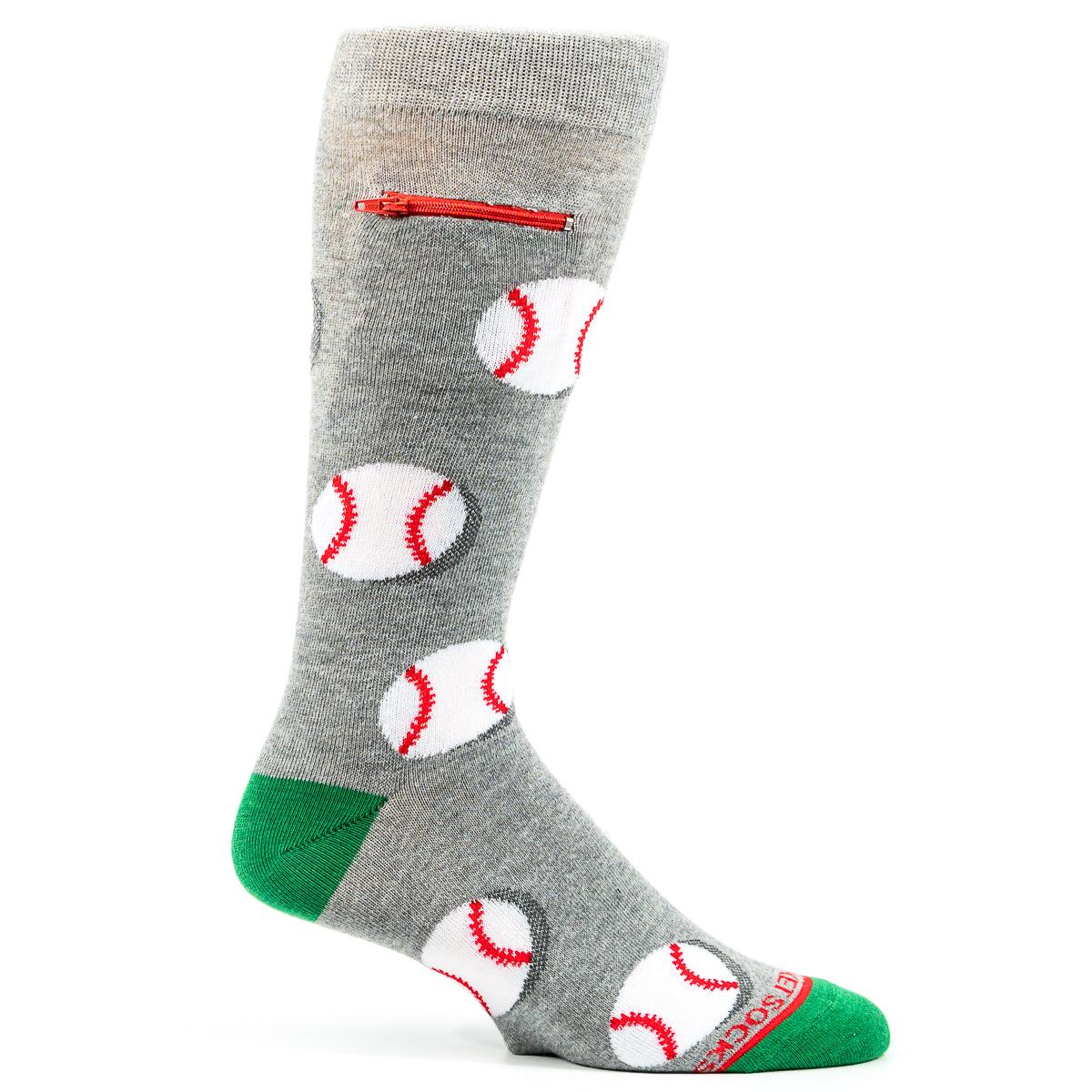 Pocket Socks® Baseballs on Green, Mens
