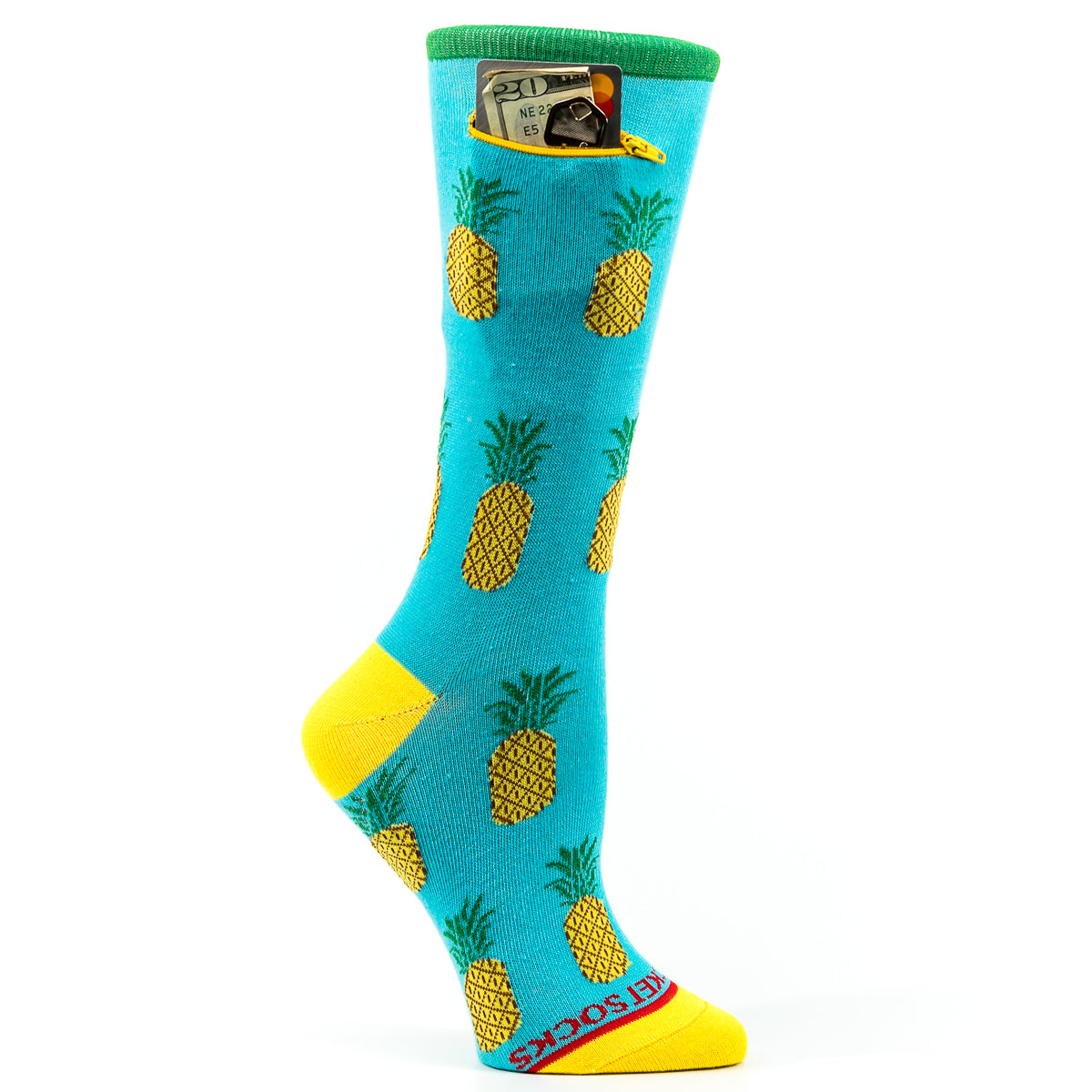 Pocket Socks® Pineapple on Blue, Womens