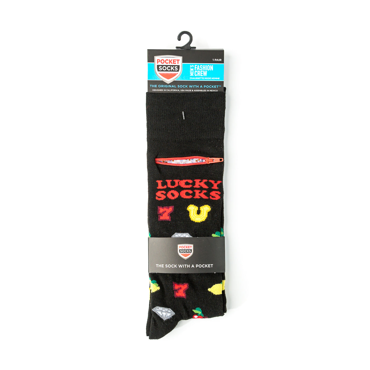 Pocket Socks® Lucky Slots on Black, Mens