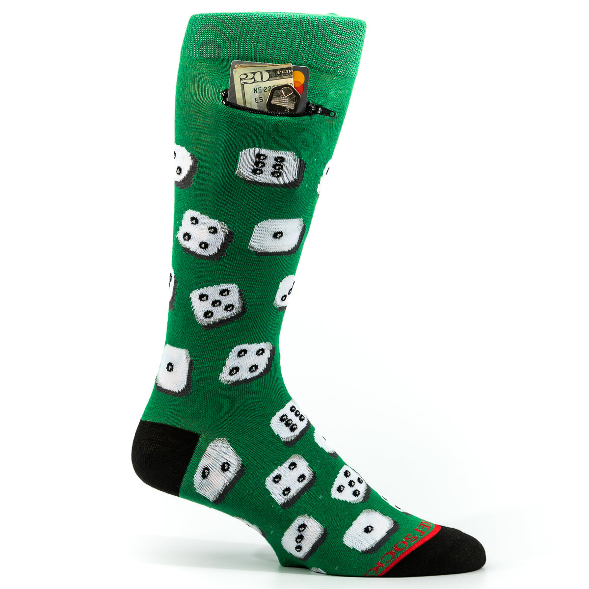 Pocket Socks® Dice on Green, Mens