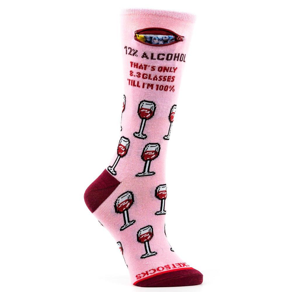 
                  
                    Pocket Socks® 12% Alcohol Wine on PInk, Womens
                  
                