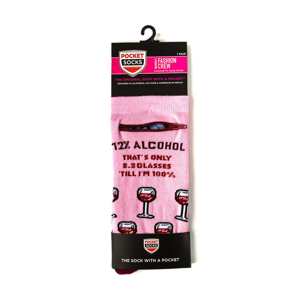 
                  
                    Pocket Socks® 12% Alcohol Wine on PInk, Womens
                  
                