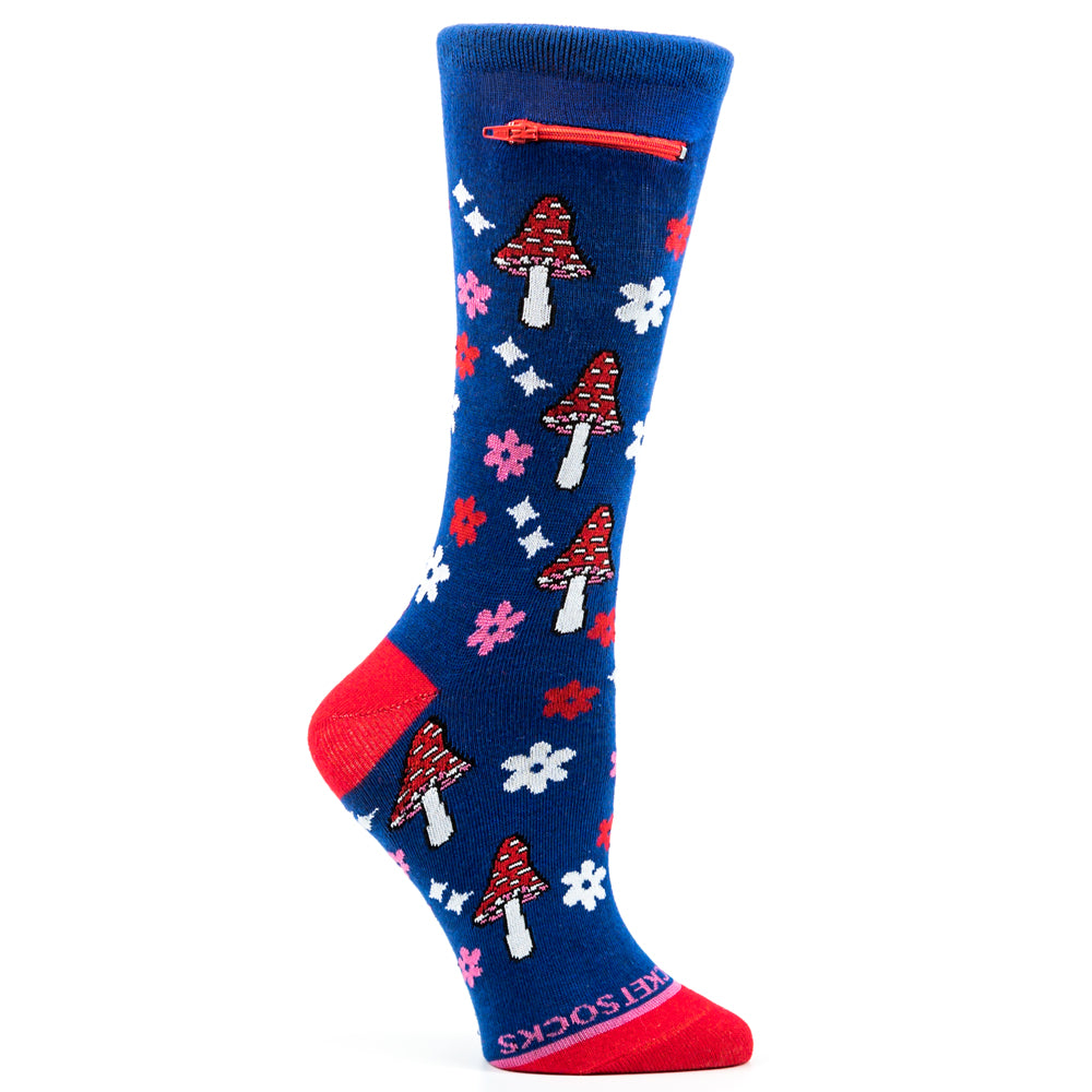 
                  
                    Pocket Socks® Shrooms on Blue, Womens
                  
                