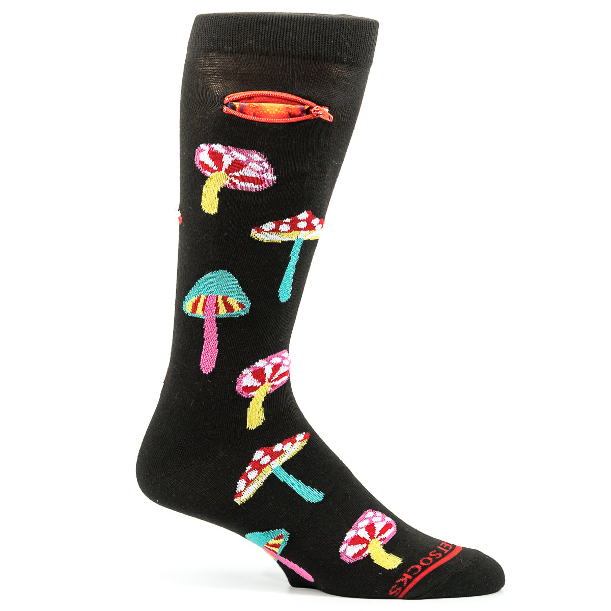 Pocket Socks® Shrooms on Black, Mens