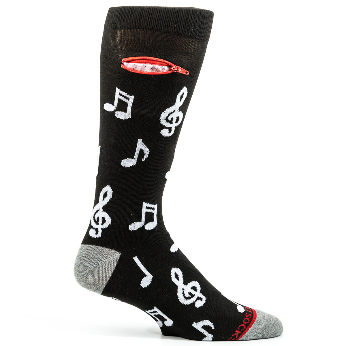 Pocket Socks® Musical Notes on Black, Mens