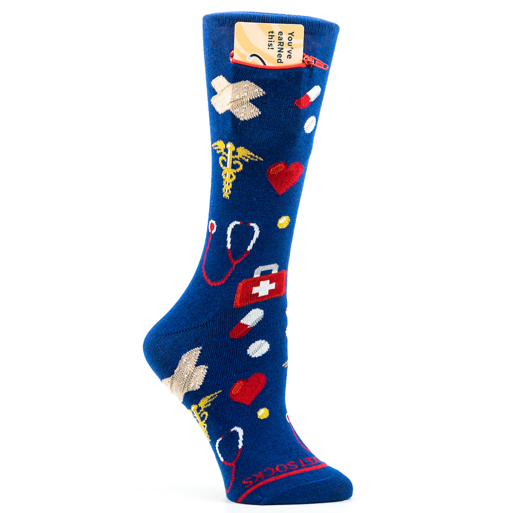 Pocket Socks® Healthcare on Blue, Womens