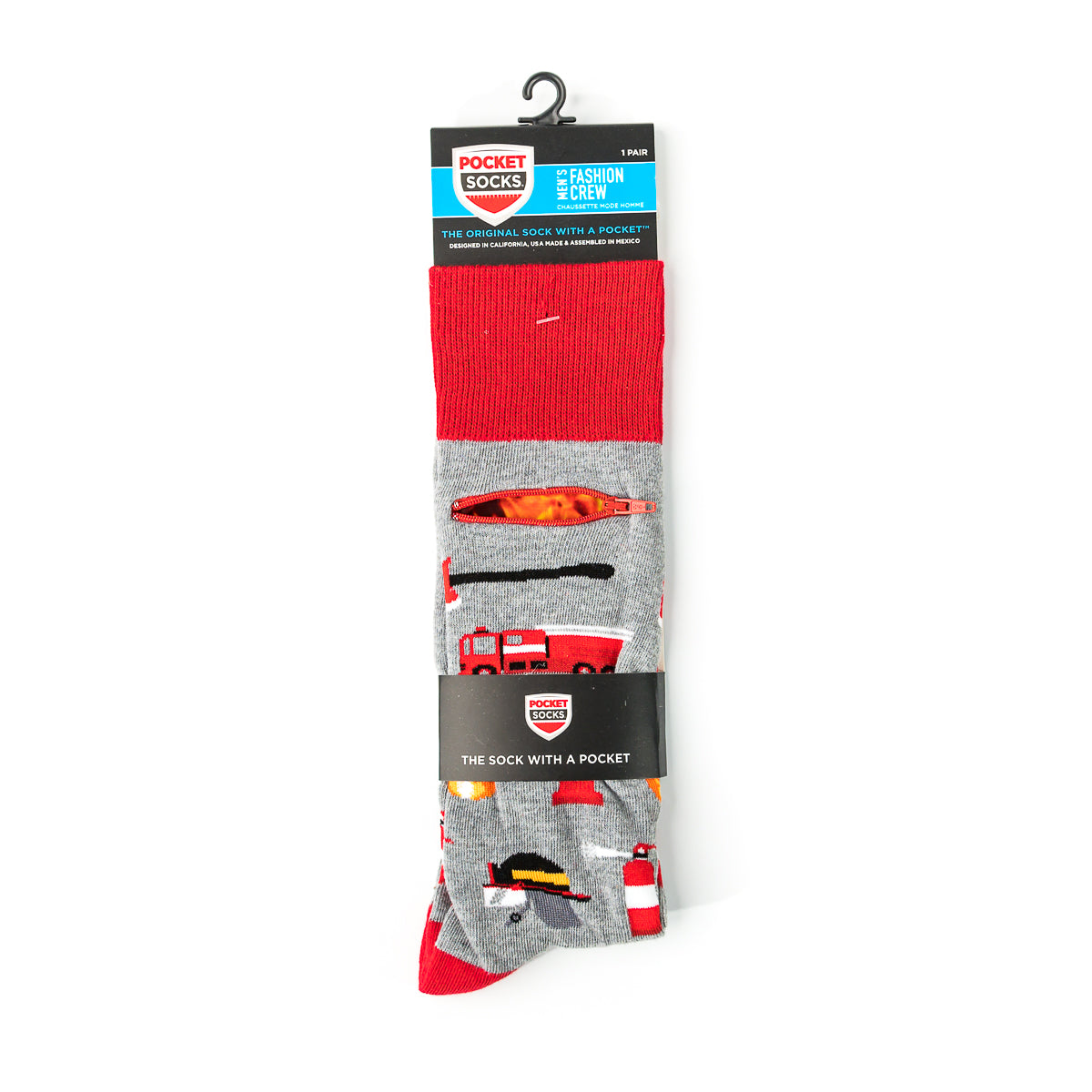 Pocket Socks® Firefighter on Grey, Mens