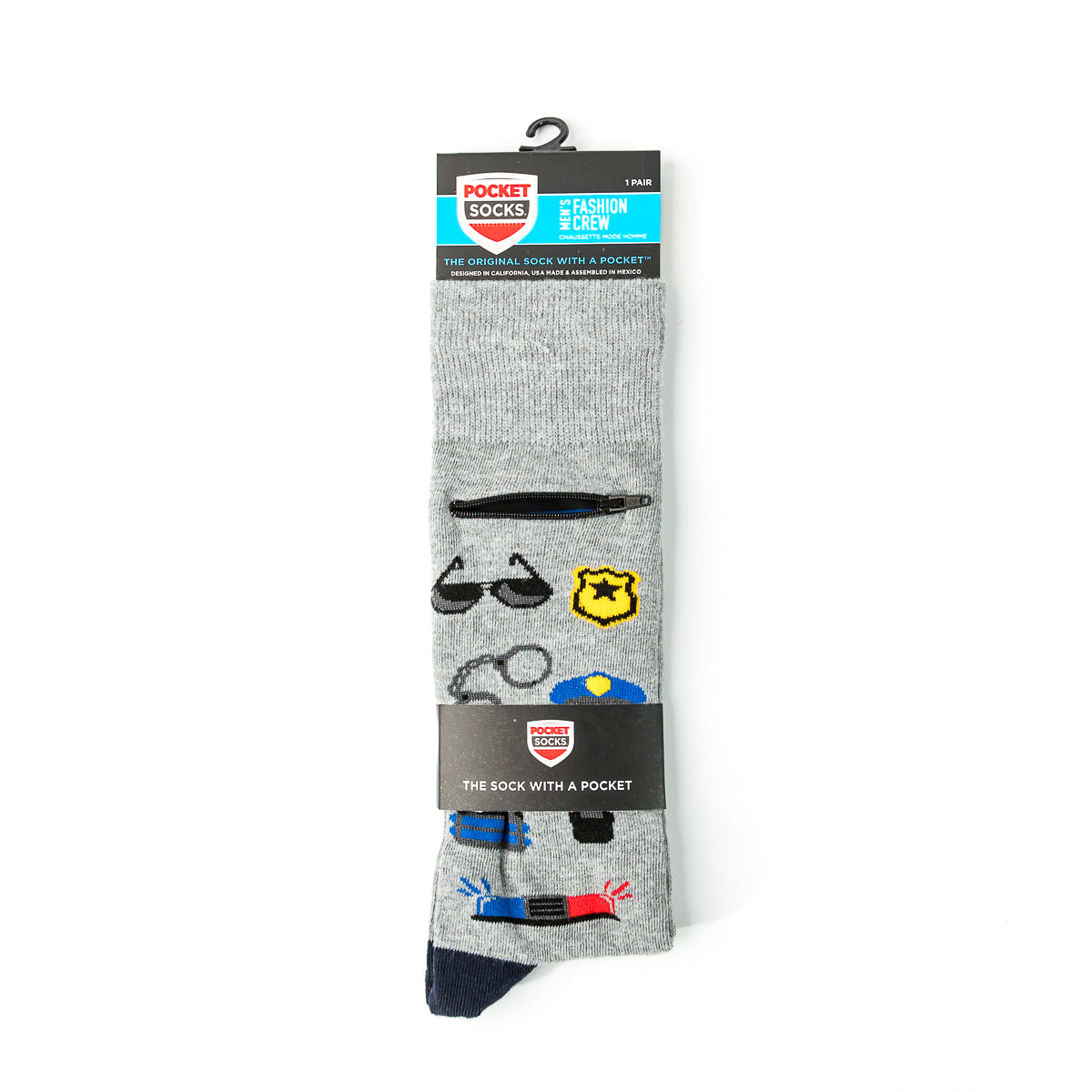 Pocket Socks® Police Officer on Grey, Mens