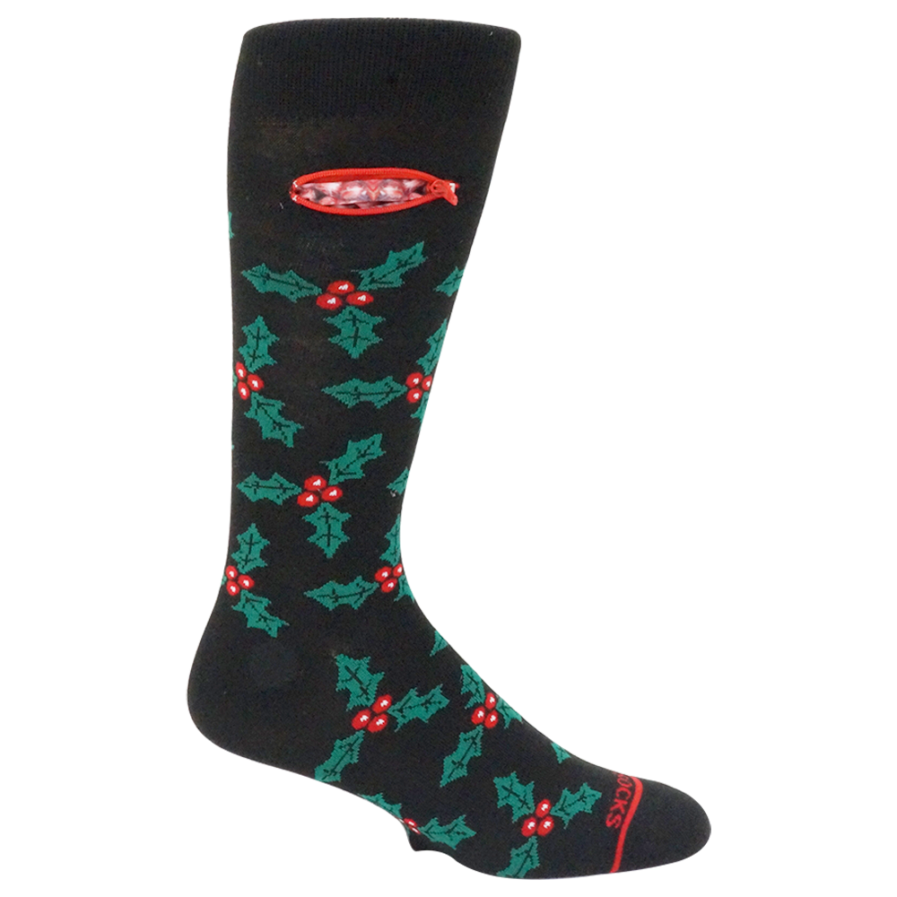 
                  
                    Pocket Socks®, Mistletoe on Black
                  
                