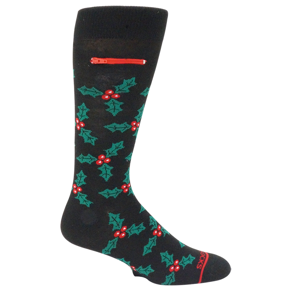 
                  
                    Pocket Socks®, Mistletoe on Black
                  
                