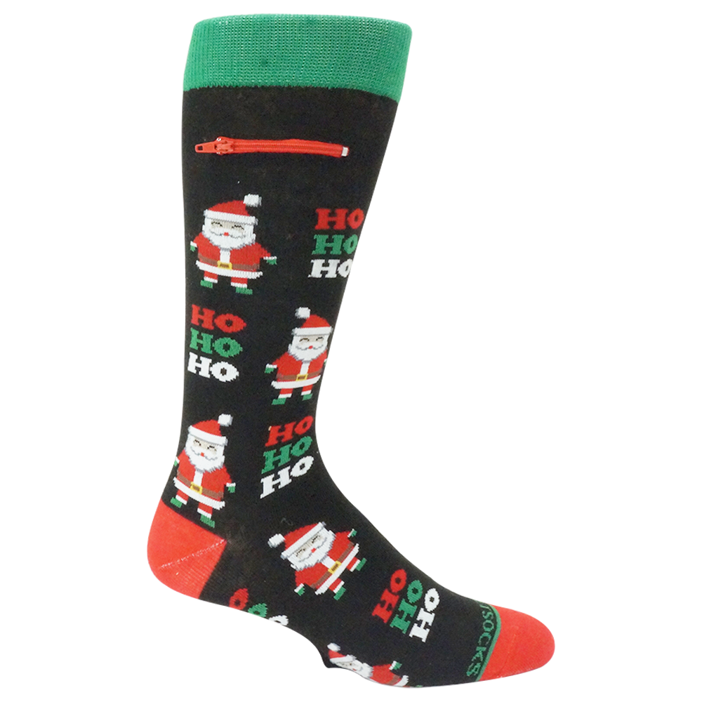 
                  
                    Pocket Socks® Santa HO HO HO on Black, Mens
                  
                