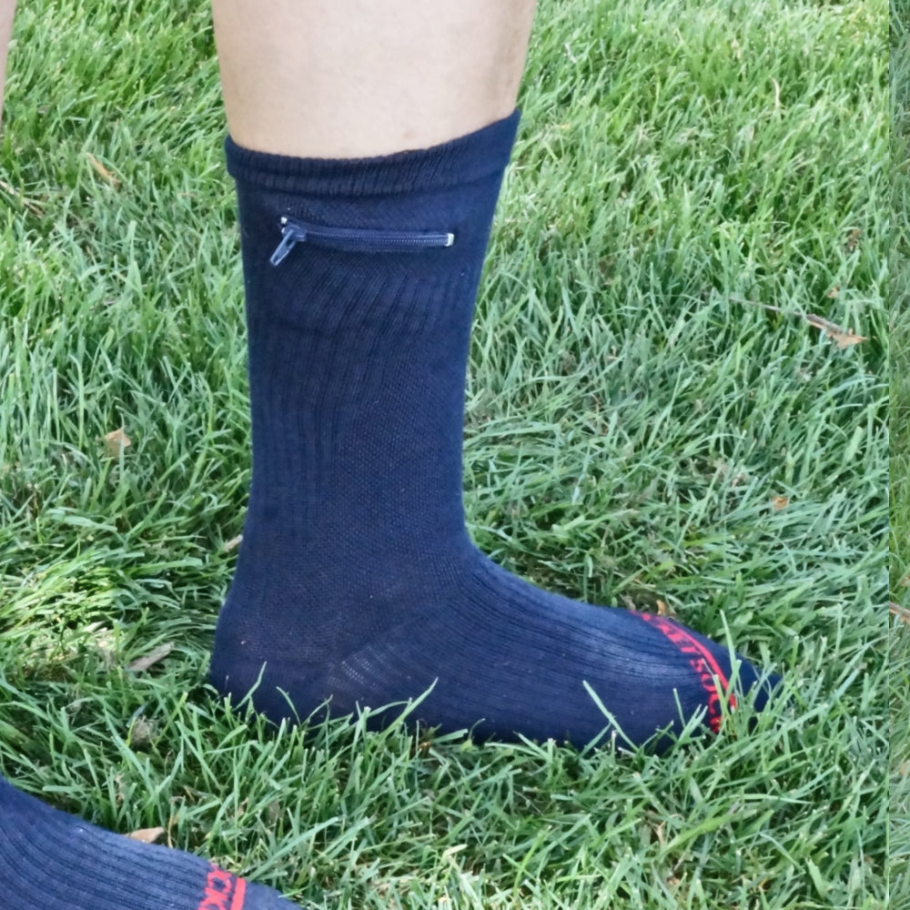 Compression Pocket Socks®, Crew, Navy Blue, Large – pocketsocks.com