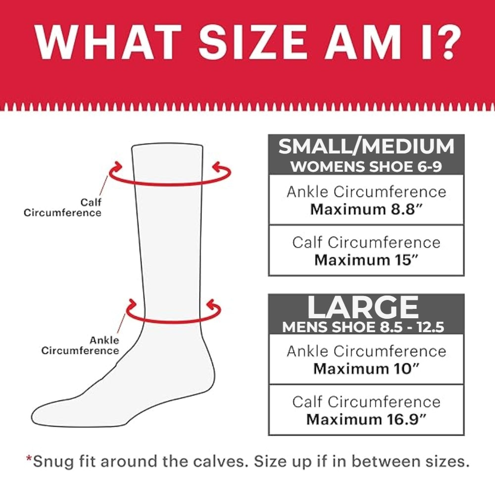 Compression Pocket Socks®, Over the Calf, Black with Grey, Large