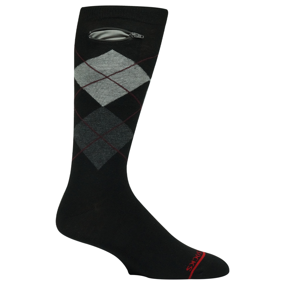 
                  
                    Pocket Socks® Black Argyle, Mens
                  
                
