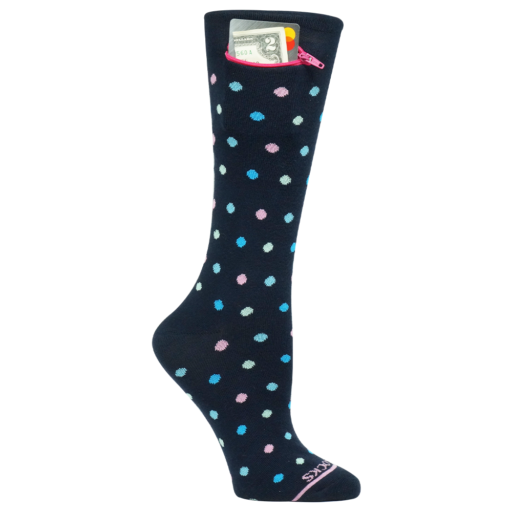 Pocket Socks® Multi Dot Navy on Blue, Womens