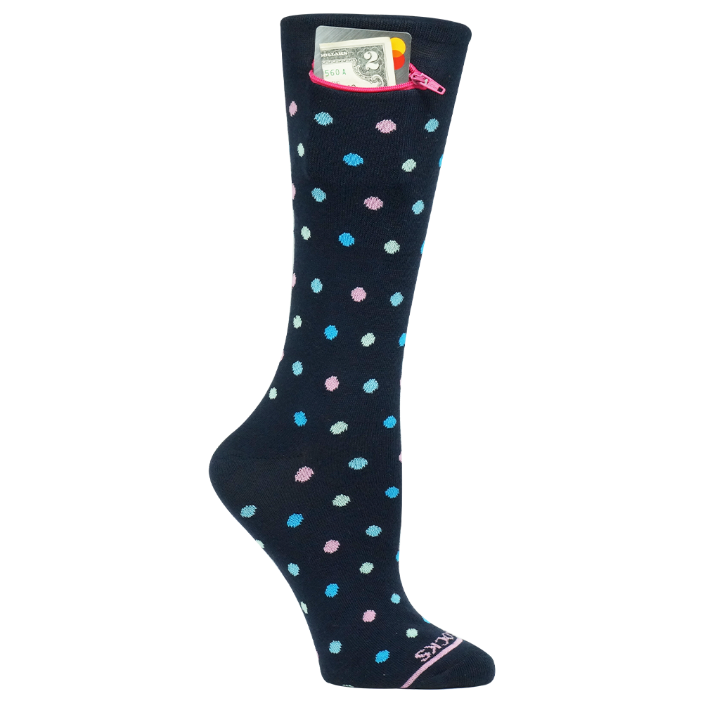 
                  
                    Pocket Socks® Multi Dot Navy on Blue, Womens
                  
                