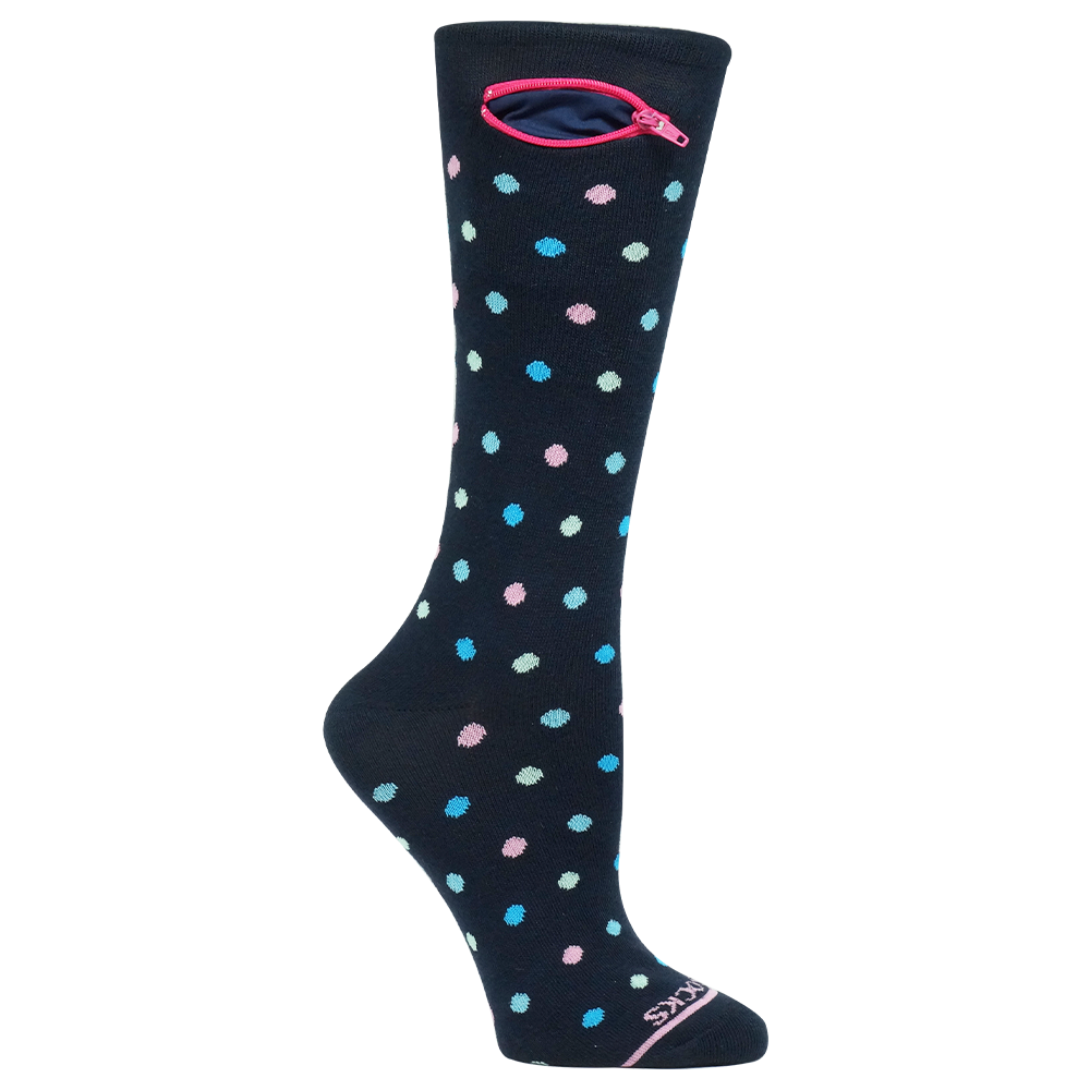 Pocket Socks® Multi Dot Navy on Blue, Womens