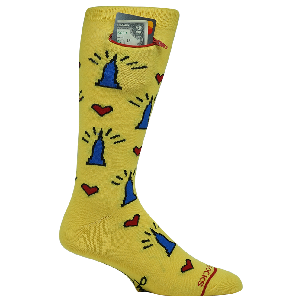 
                  
                    Pocket Socks®, Multi- Empire State on Yellow, One Size Fits Most
                  
                