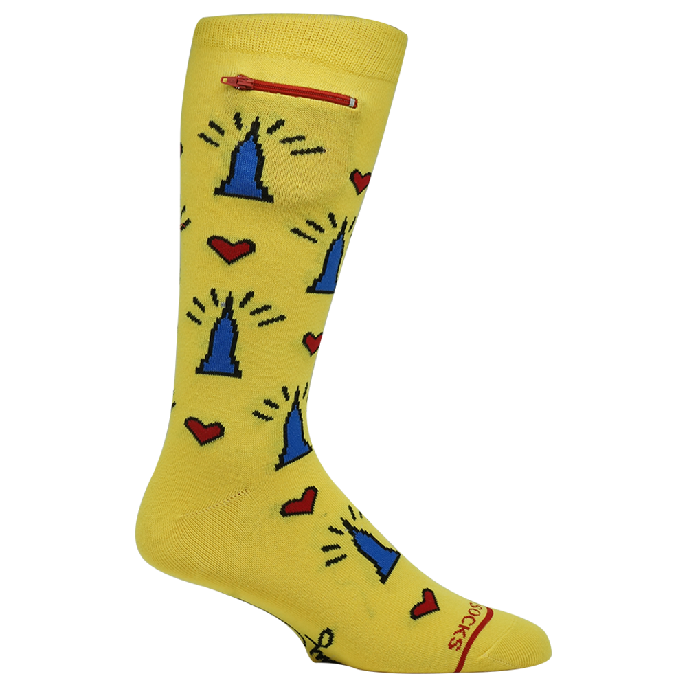Pocket Socks®, Multi- Empire State on Yellow, One Size Fits Most - Mary Ellis
