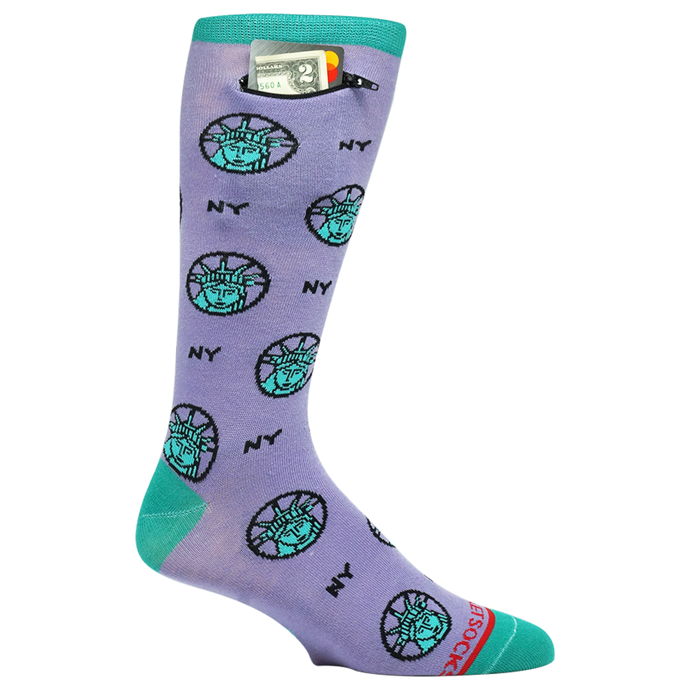 Pocket Socks®, Statue of Liberty - Lavender, One Size Fits Most - Mary Ellis