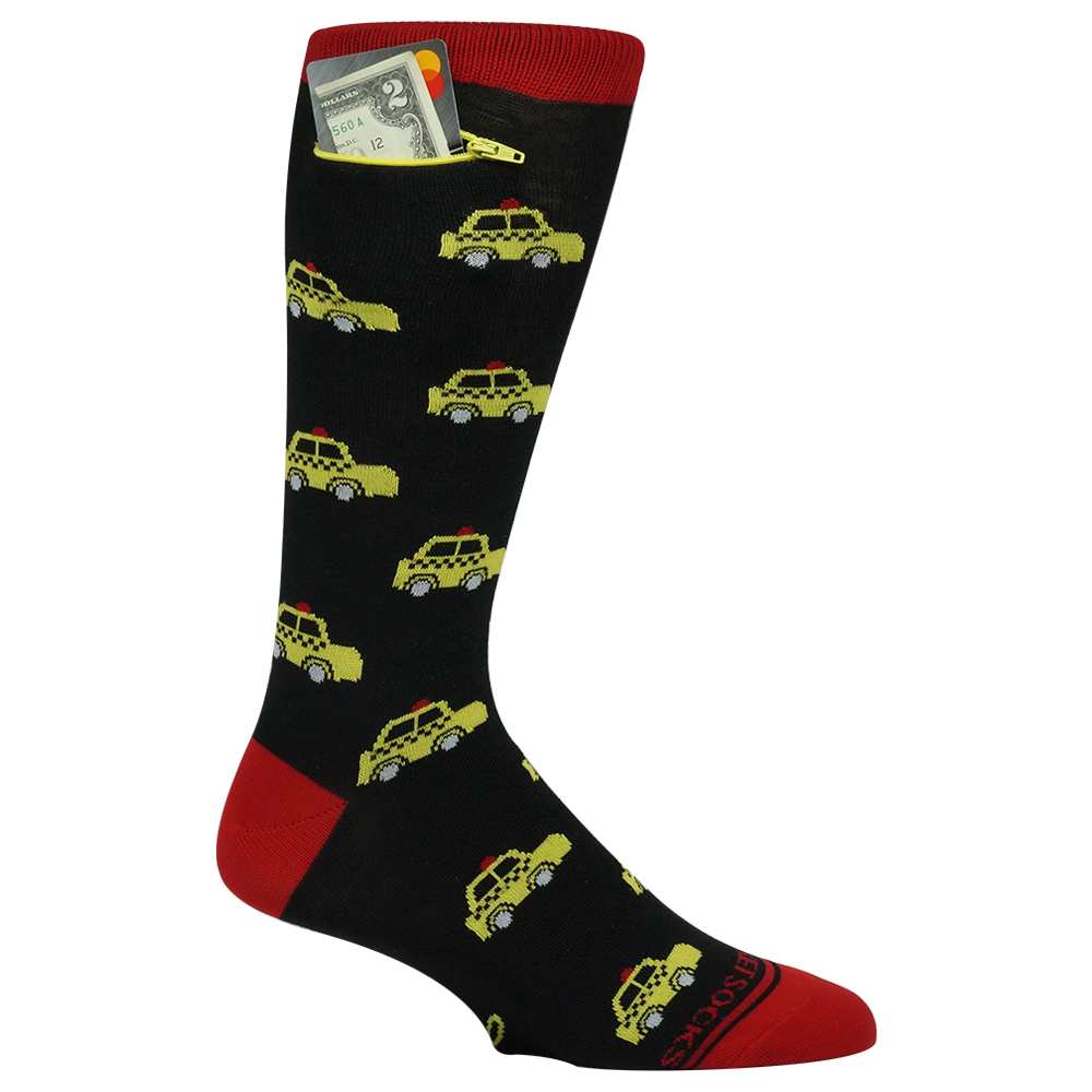 
                  
                    Pocket Socks®, Taxis on Black, One Size Fits Most
                  
                