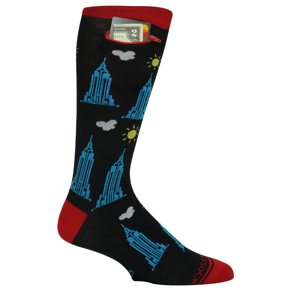 Pocket Socks®, Empire State + Sun on Black, One Size Fits Most - Mary Ellis