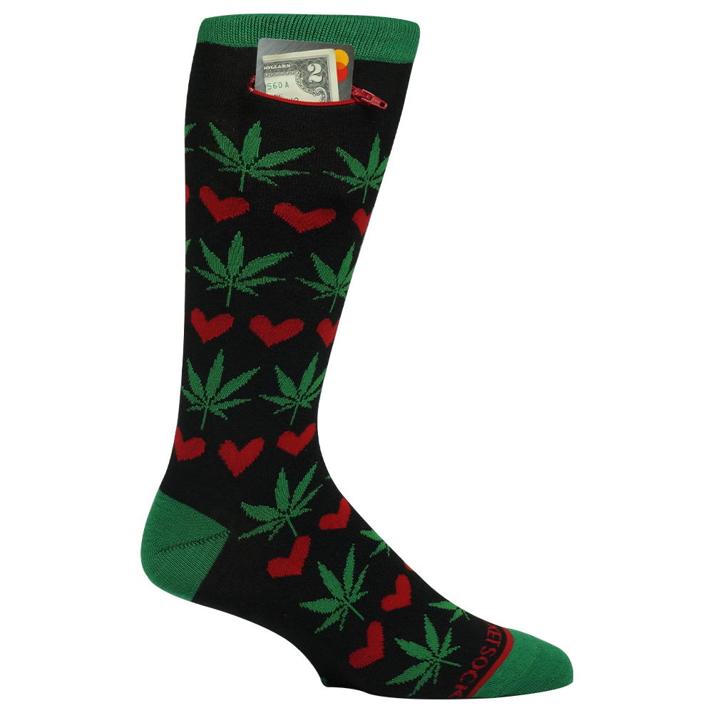 
                  
                    Pocket Socks®, Pot Leaf + Hearts, One Size Fits Most
                  
                