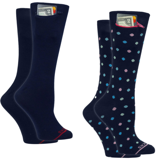 2-pack Crew Socks - Pattern & Solid, Womens
