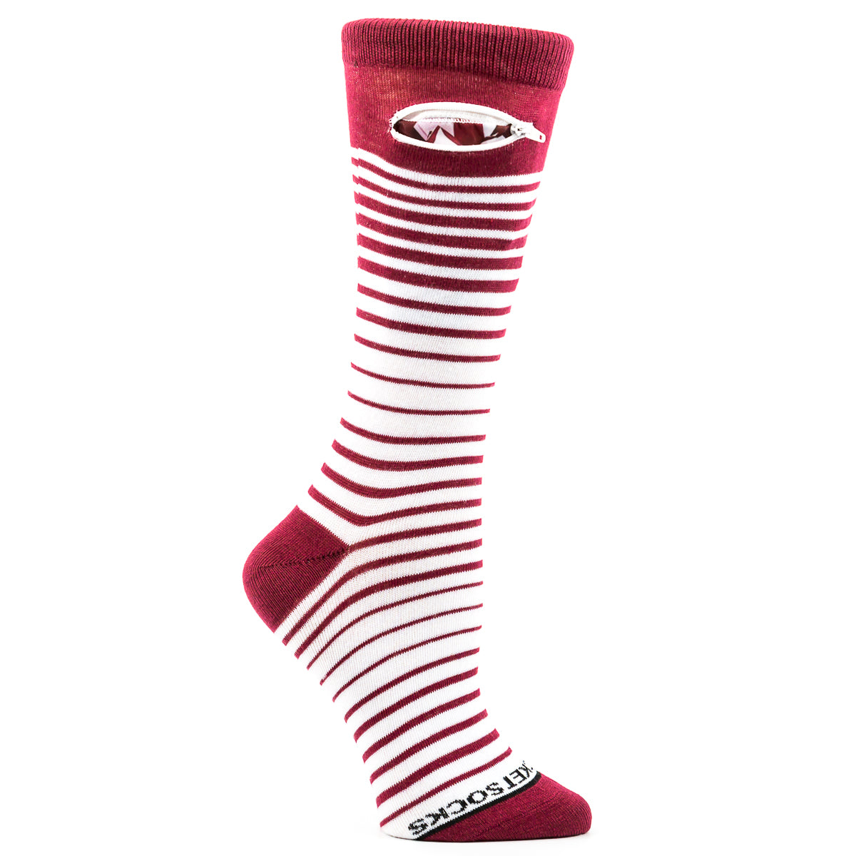 Crimson/Cardinal - White , Fashion Crew Pocket Socks®