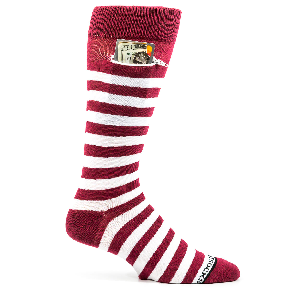 Crimson/Cardinal - White , Fashion Crew Pocket Socks®