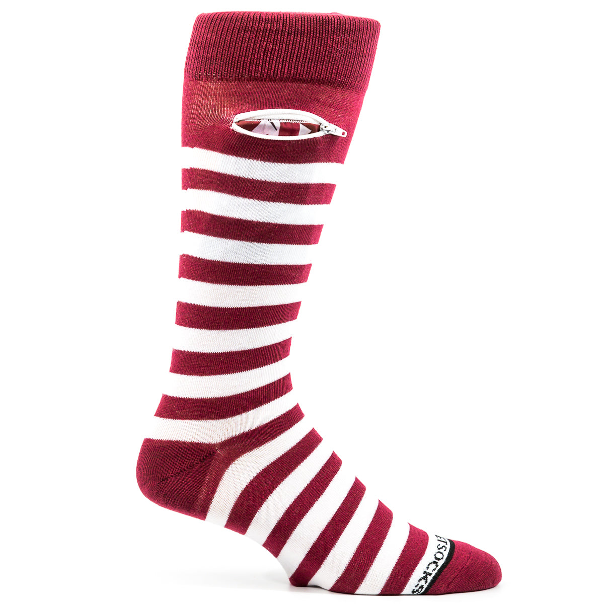 Crimson/Cardinal - White , Fashion Crew Pocket Socks®