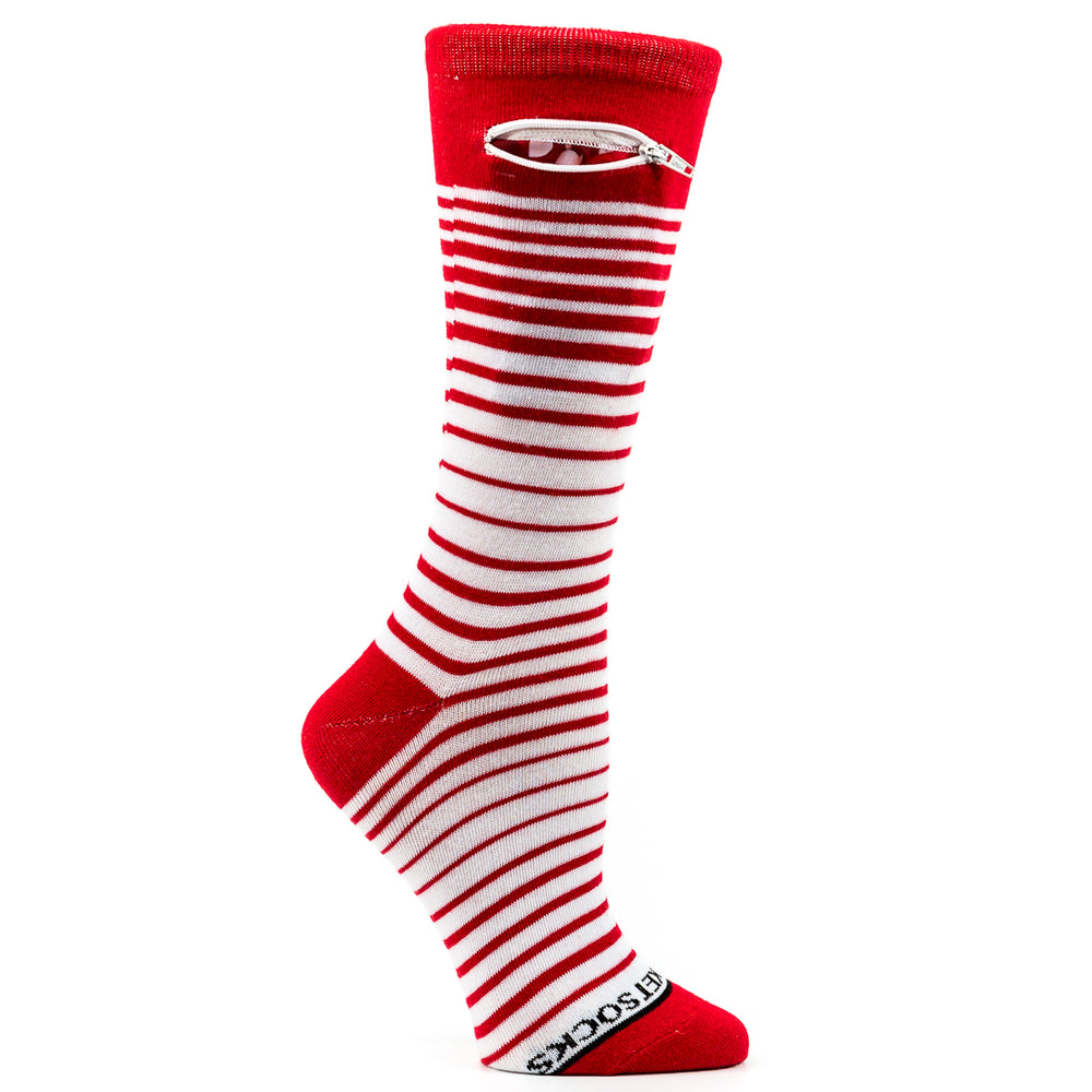 
                  
                    Red - White, Fashion Crew Pocket Socks®
                  
                