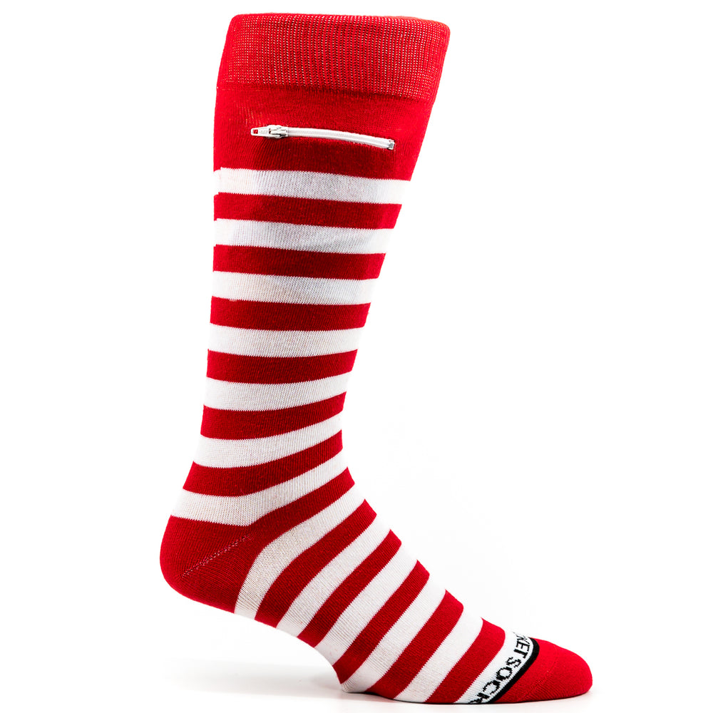 
                  
                    Red - White, Fashion Crew Pocket Socks®
                  
                