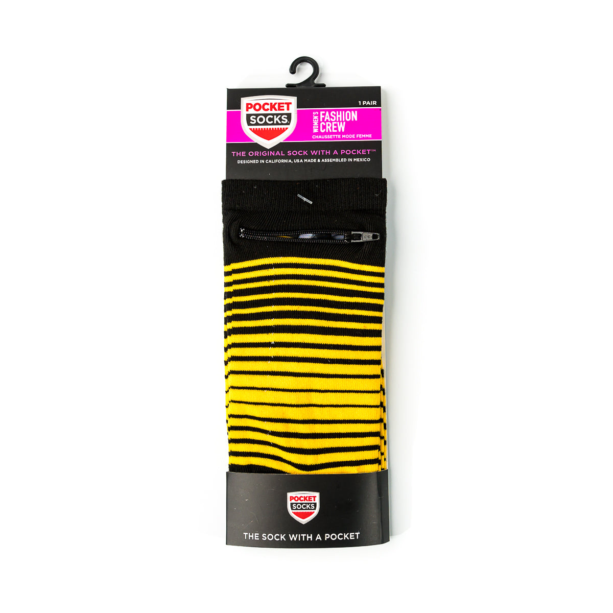 
                  
                    Black - Yellow/Gold, Fashion Crew Pocket Socks®
                  
                
