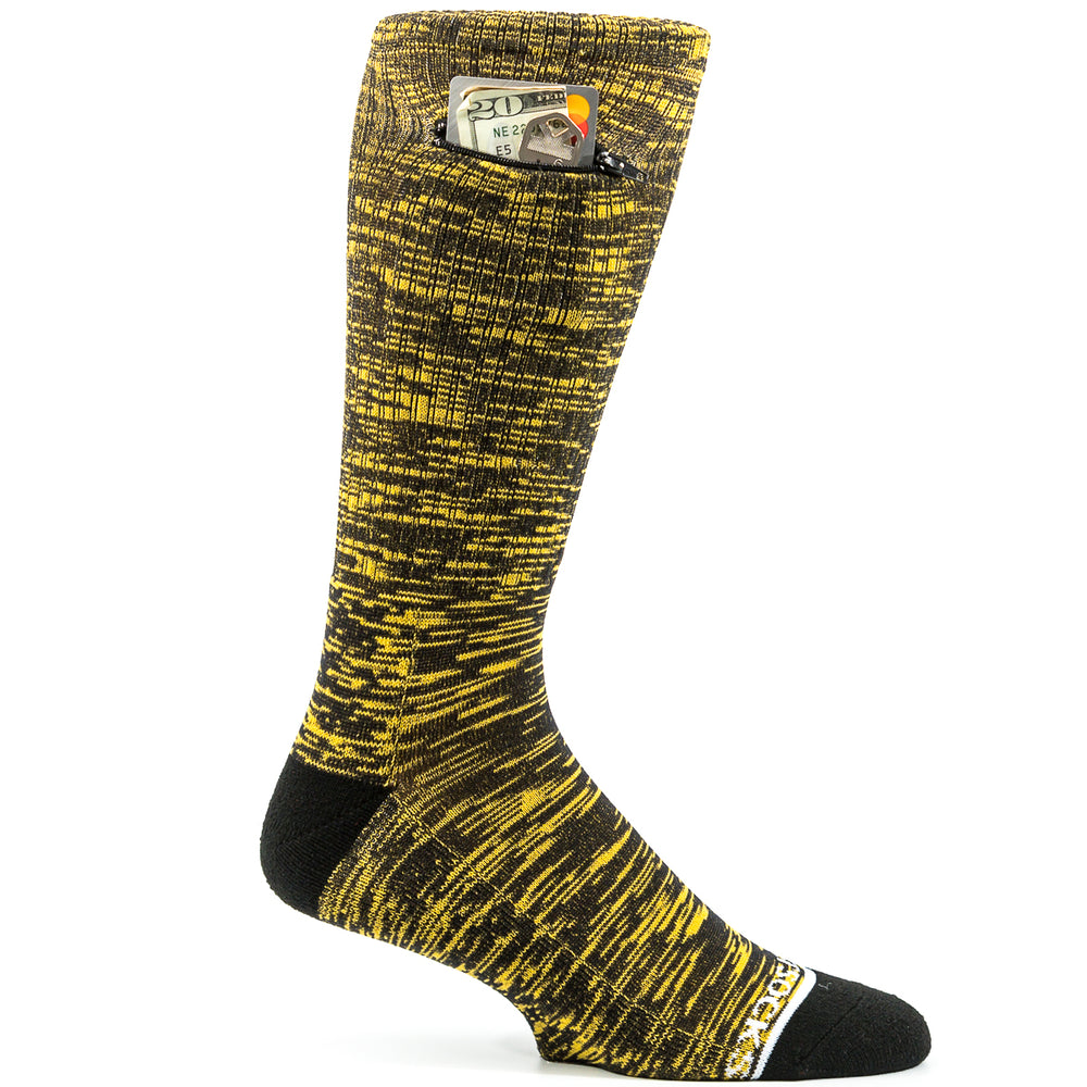 Black - Yellow/Gold, Sport Crew Pocket Socks®