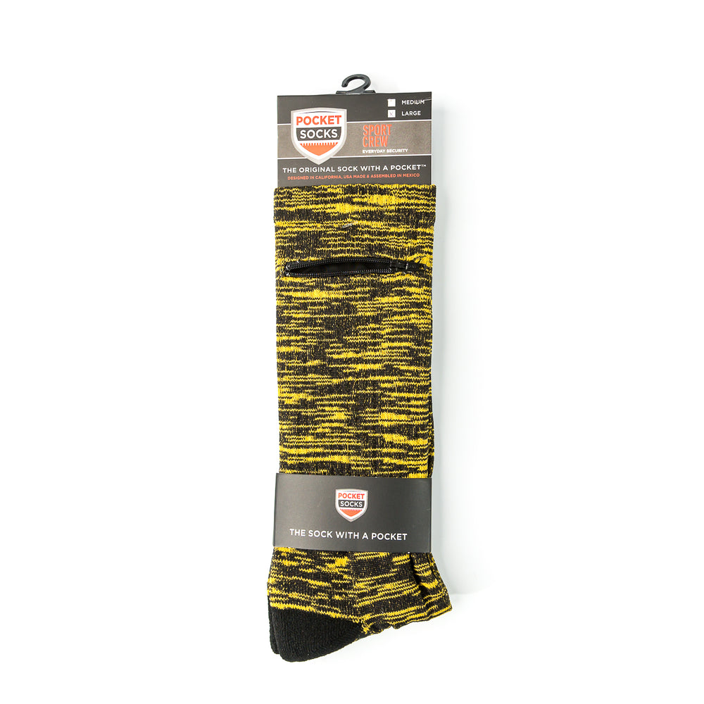 
                  
                    Black - Yellow/Gold, Sport Crew Pocket Socks®
                  
                