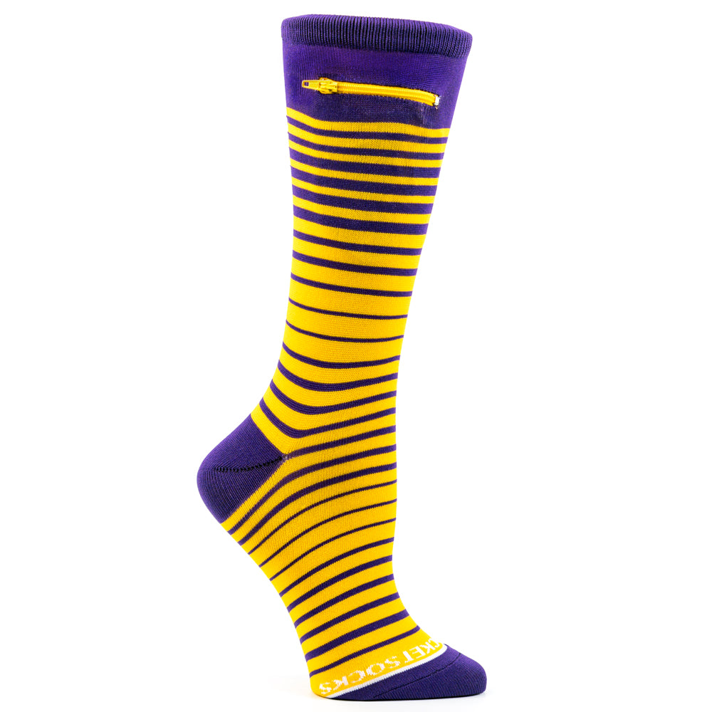 Purple - Yellow/Gold, Fashion Crew Pocket Socks®
