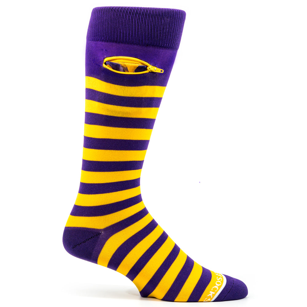 Purple - Yellow/Gold, Fashion Crew Pocket Socks®