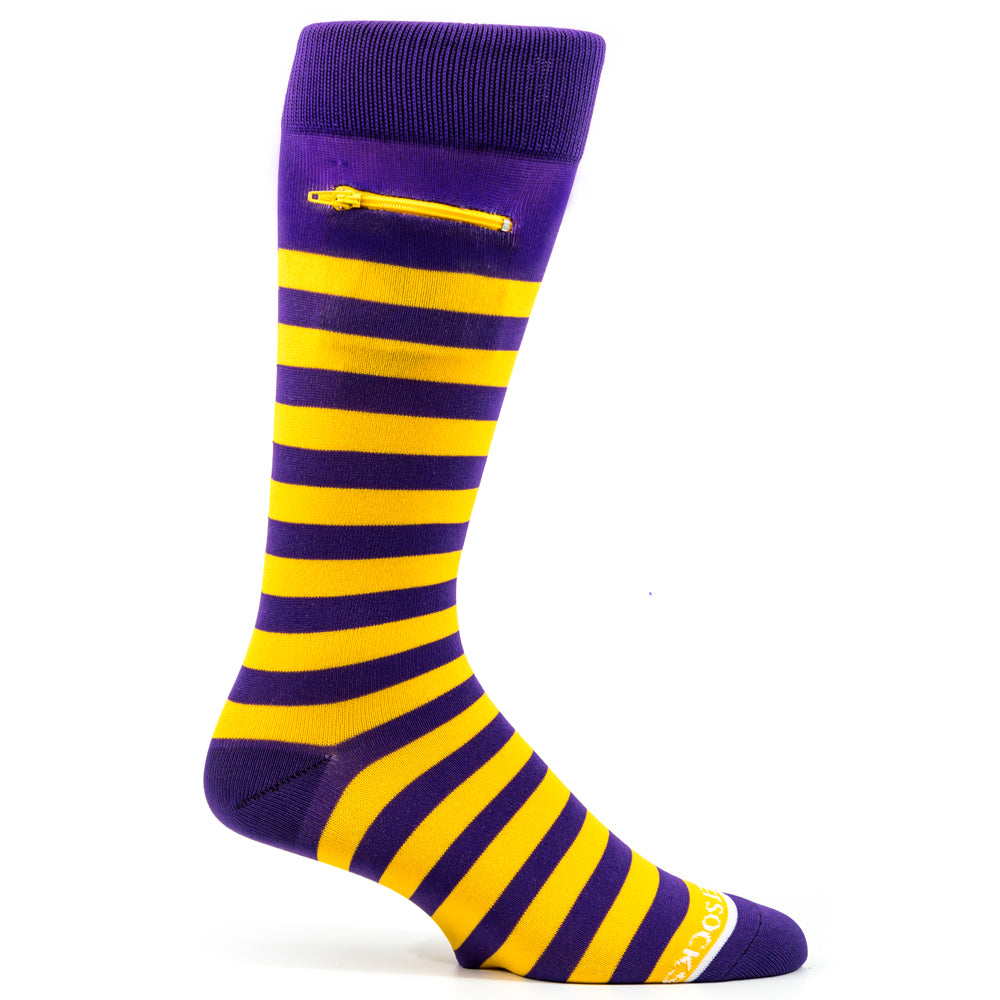 
                  
                    Purple - Yellow/Gold, Fashion Crew Pocket Socks®
                  
                