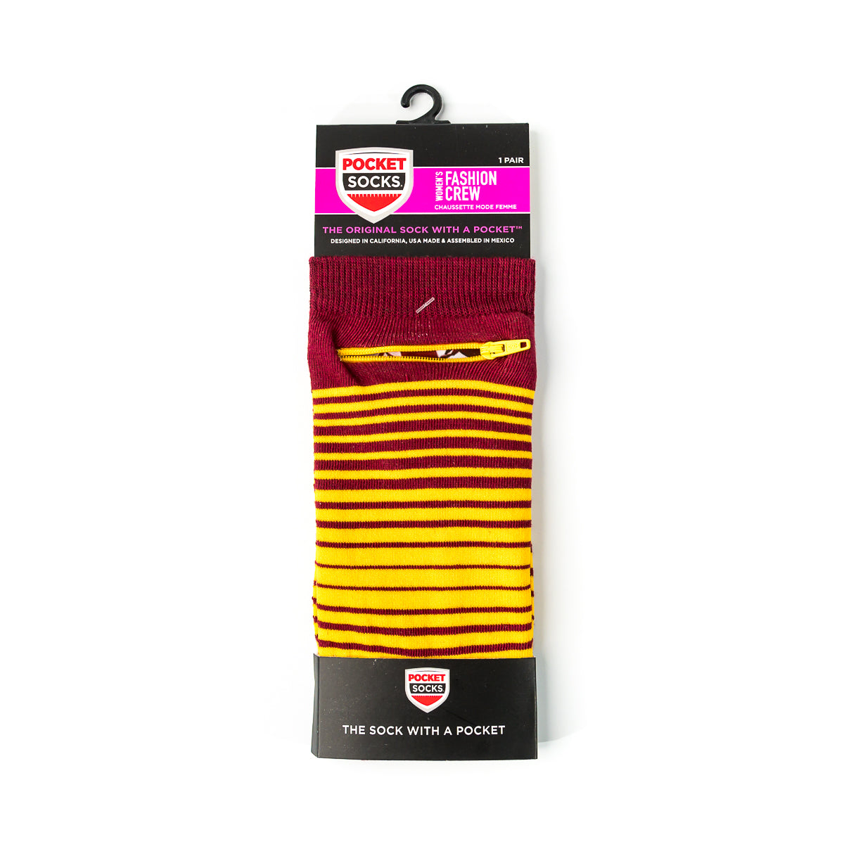 Cardinal - Yellow/Gold, Fashion Crew Pocket Socks®
