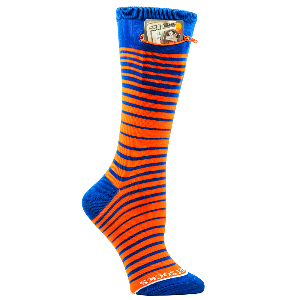 Orange - Royal Blue, Fashion Crew Pocket Socks®